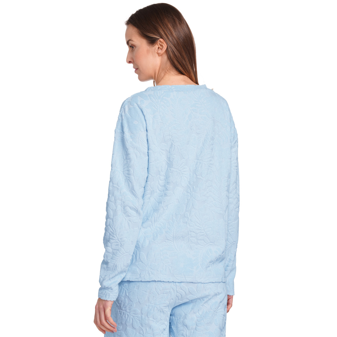 Gina Benotti Damen Sweatshirt mit Frottee-Muster hellblau