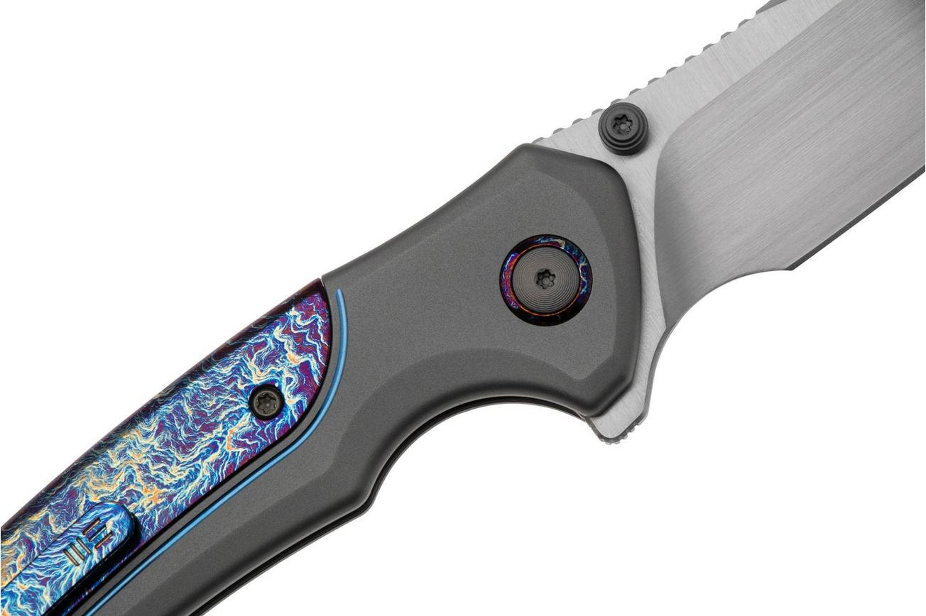 WE Knife Ziffius WE22024D-4 Hand Rubbed Satin CPM 20CV, Gray Titanium, Flamed Titanium Integral Spacer, Limited Edition, zakmes