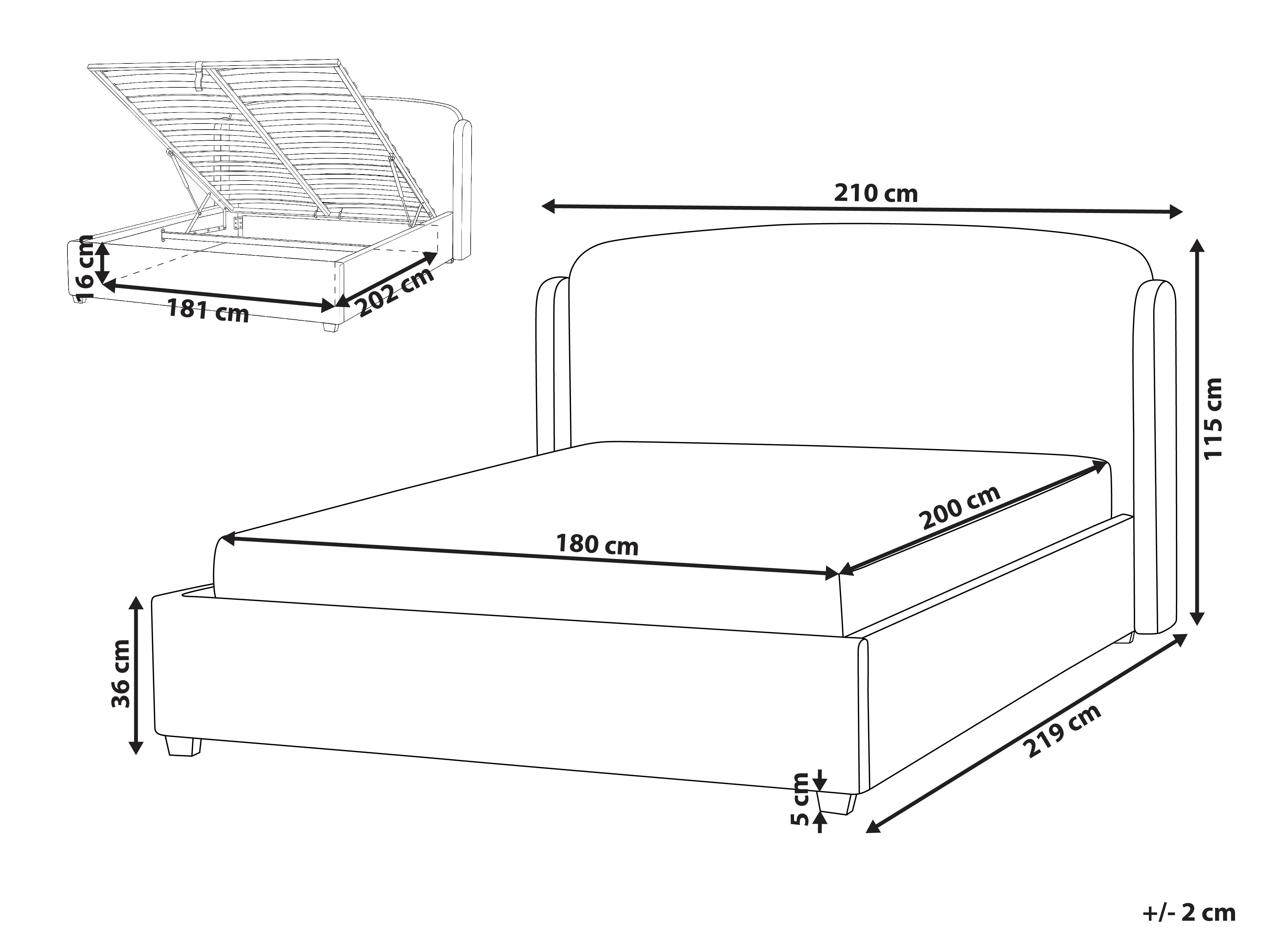 Bed met opbergruimte Stof BERNAY 180 x 200 cm Taupe