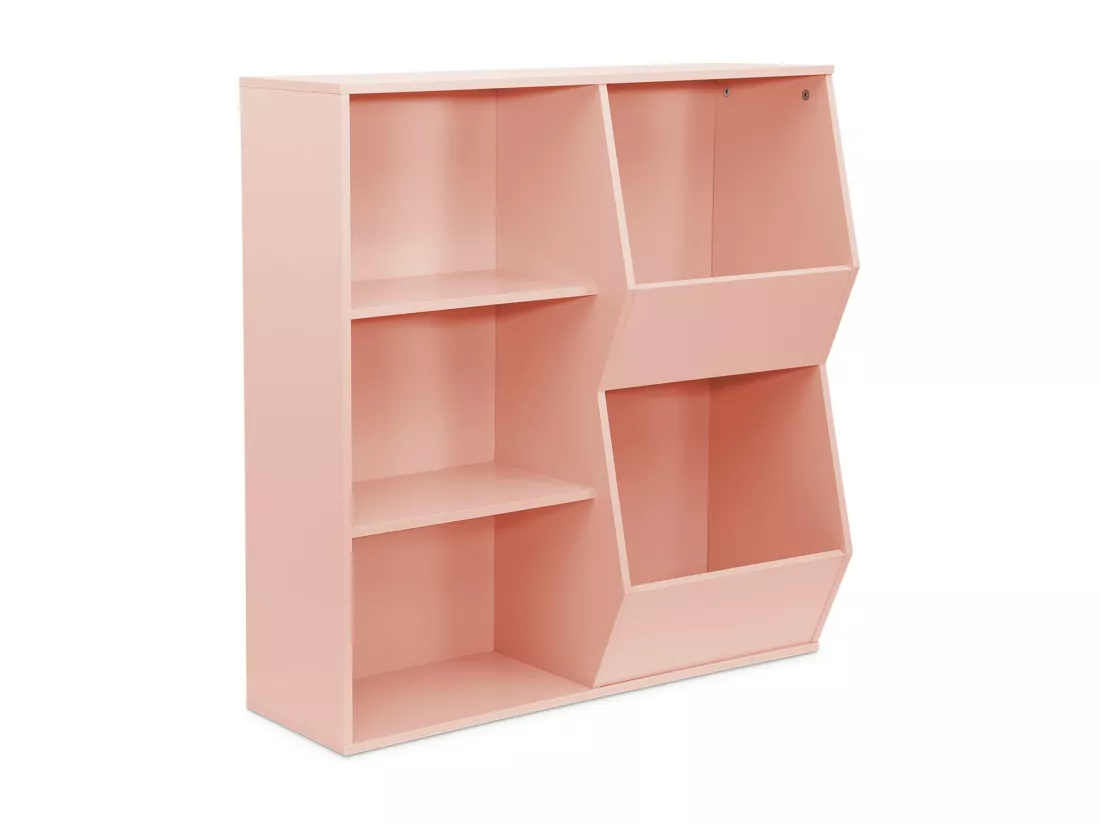 Meuble de rangement enfant rose. 3 étagères et 2 espaces de rangement