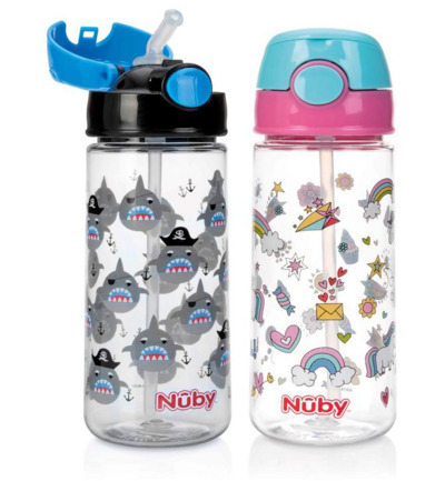 Nuby Beker met zacht rietje drukknop 530ml 3-4 jaar (1 stuk)