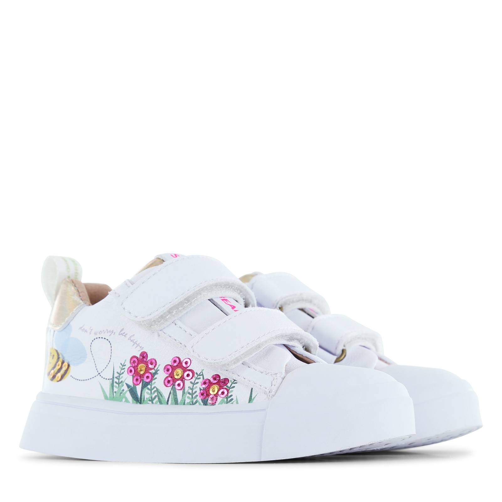 Shoesme witte sneaker met bloemen Microleer |  schoenen