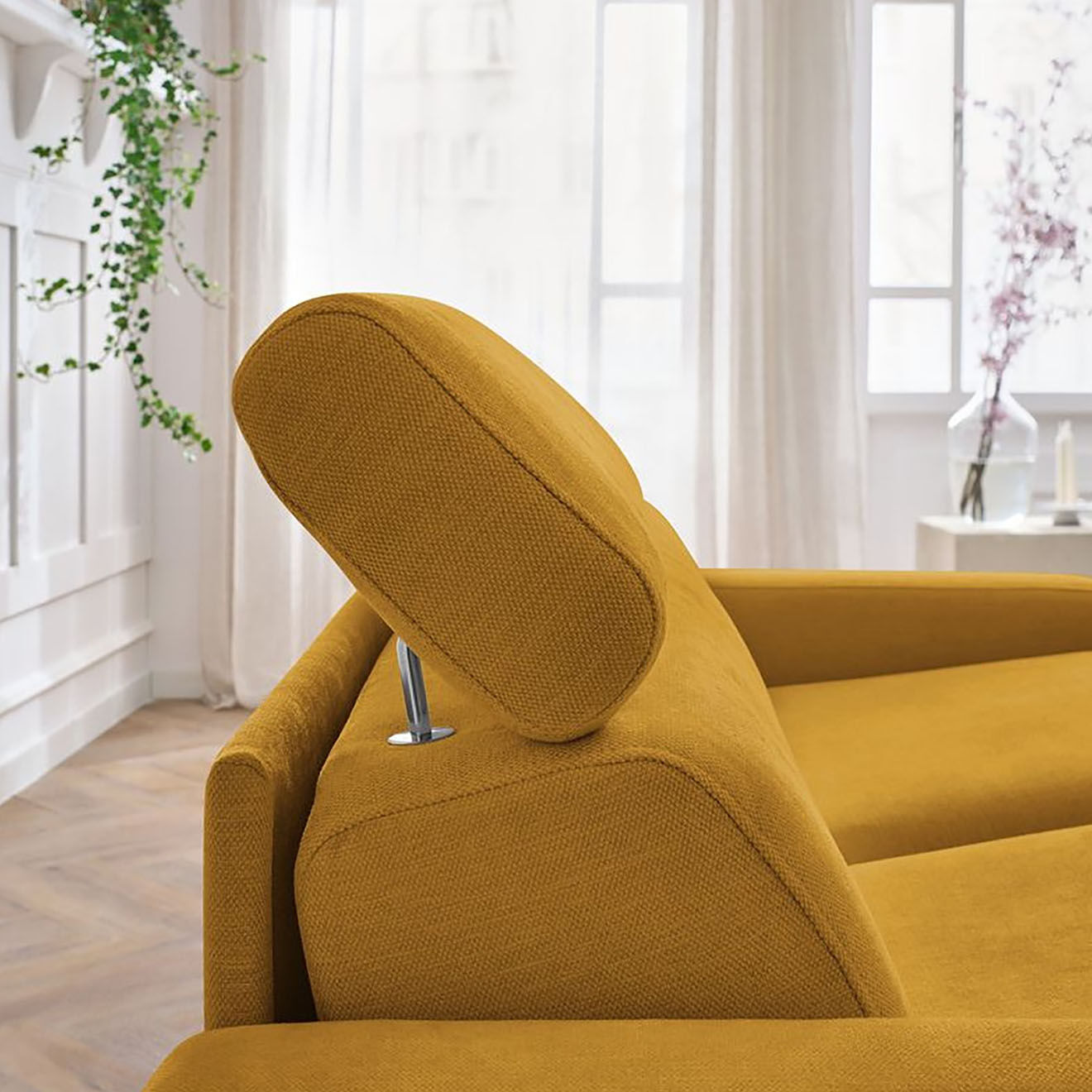Bobochic Canapé convertible monaco ouverture express tissu lisse jaune - 195x99 cm