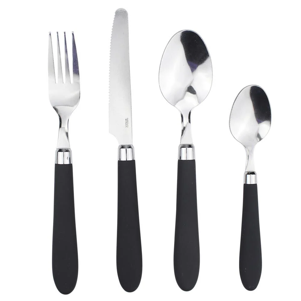 Ménagère 24 pièces inox manche antidérapant soft touch noir
