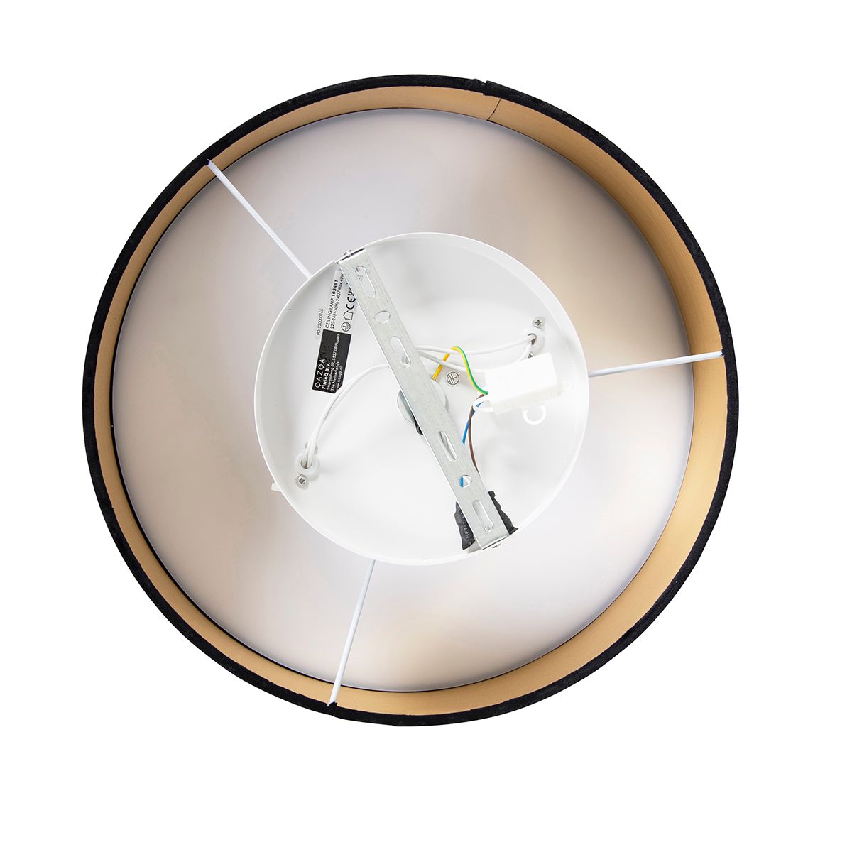 Moderne plafondlamp zwart 40 cm met gouden binnenkant - Drum