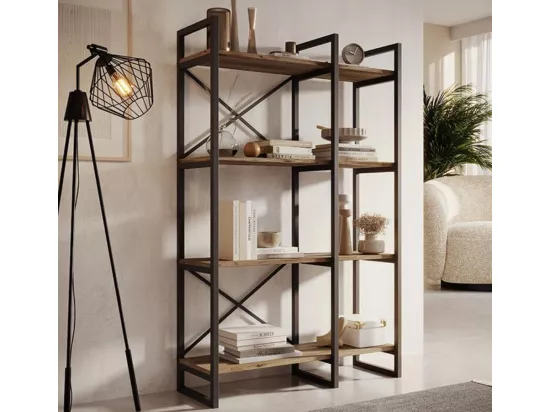 Etagère en Pin Atlantique et Acier avec 87,5x30x138cm Factory E