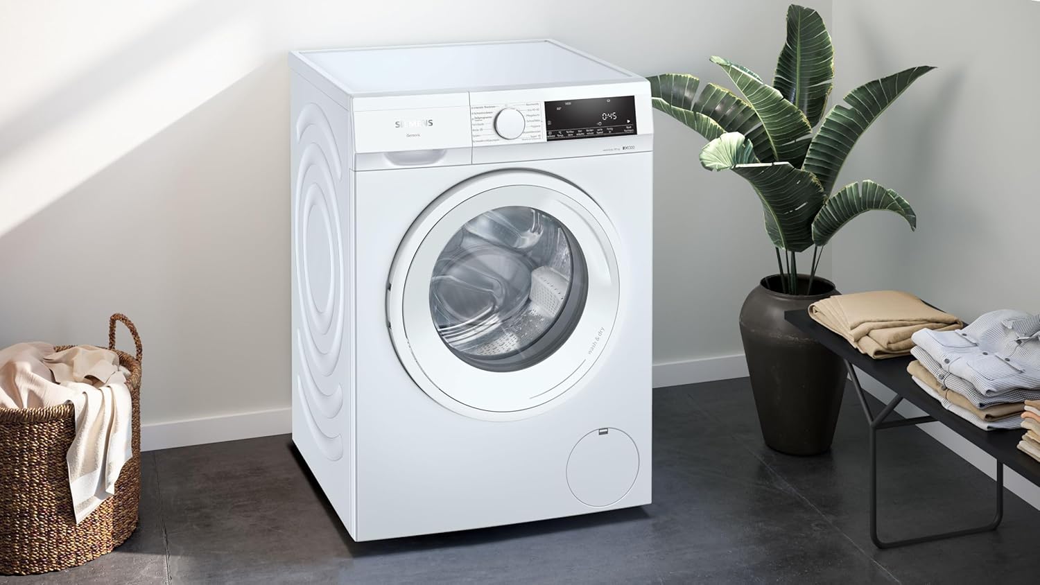 Siemens WN34A141 Waschtrockner iQ300, Frontlader mit 9/5kg Fassungsvermögen, 1400 UpM, autoDry, speedPack L, iQdrive, AquaStop, Weiß, 60cm