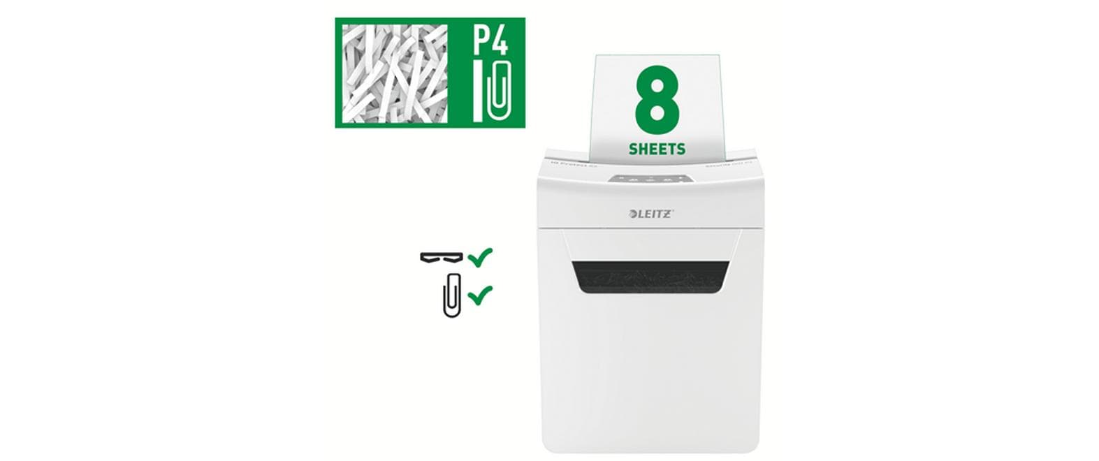 Aktenvernichter IQ Protect Premium 8X , P-4, 8 Blatt<br>Manueller Dokumentenvernichter mit Partikelschnitt für die sichere Vernichtung vertraulicher Unterlagen