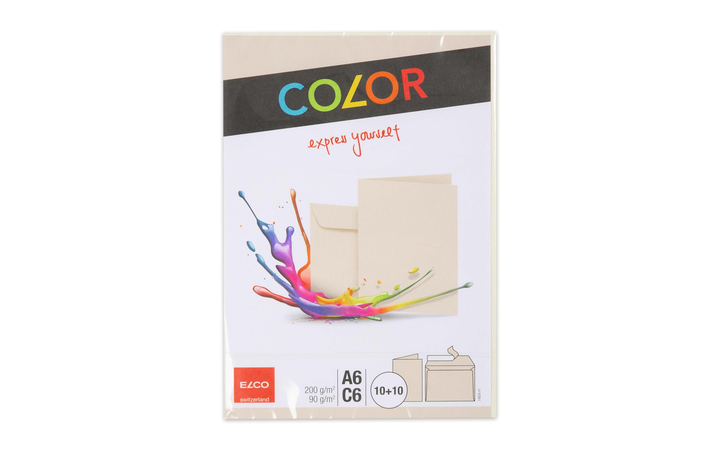 Doppelkarte mit Couvert Color A6/C6 Chamois, 20 StückBriefumschläge mit Doppelkarten A6