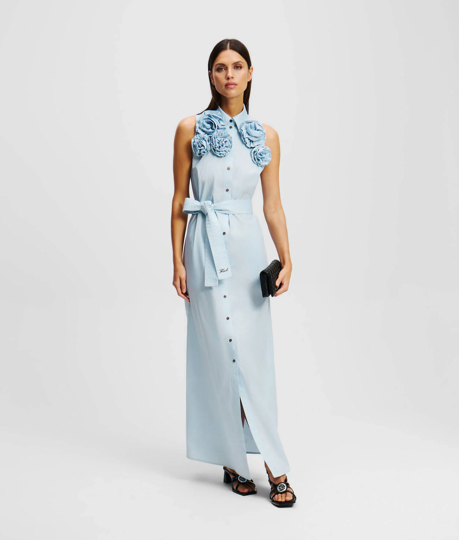 ROBE-CHEMISIER À FLEURS - Bleu Kentucky
