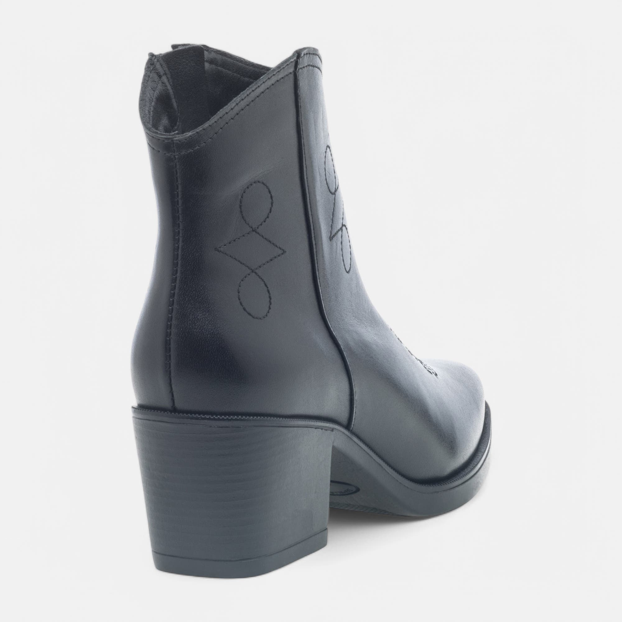 Santiags à talon Femme en cuir noir