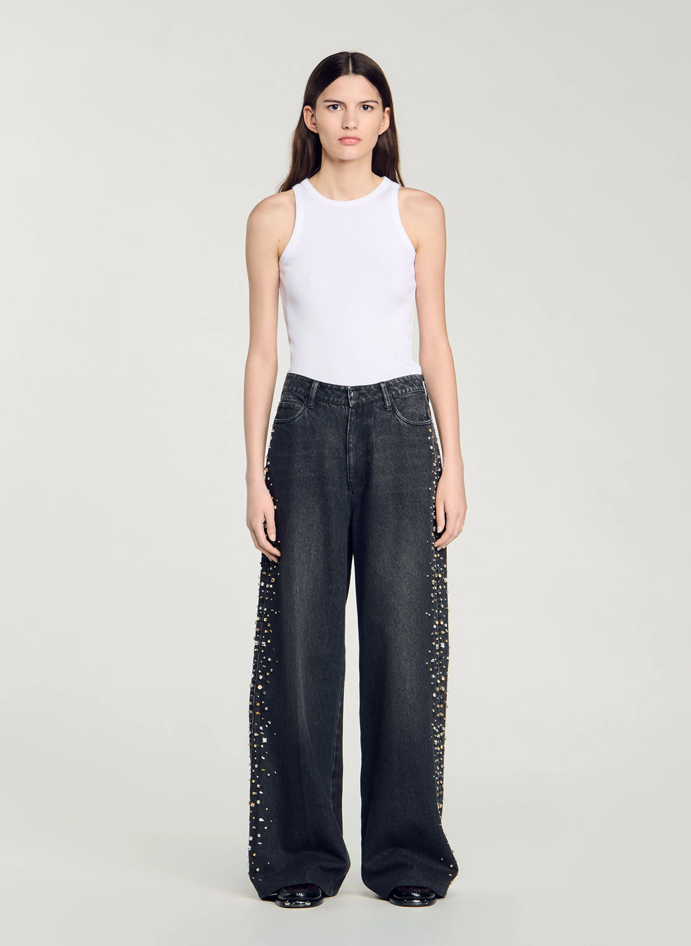 Jean large en coton | Noir