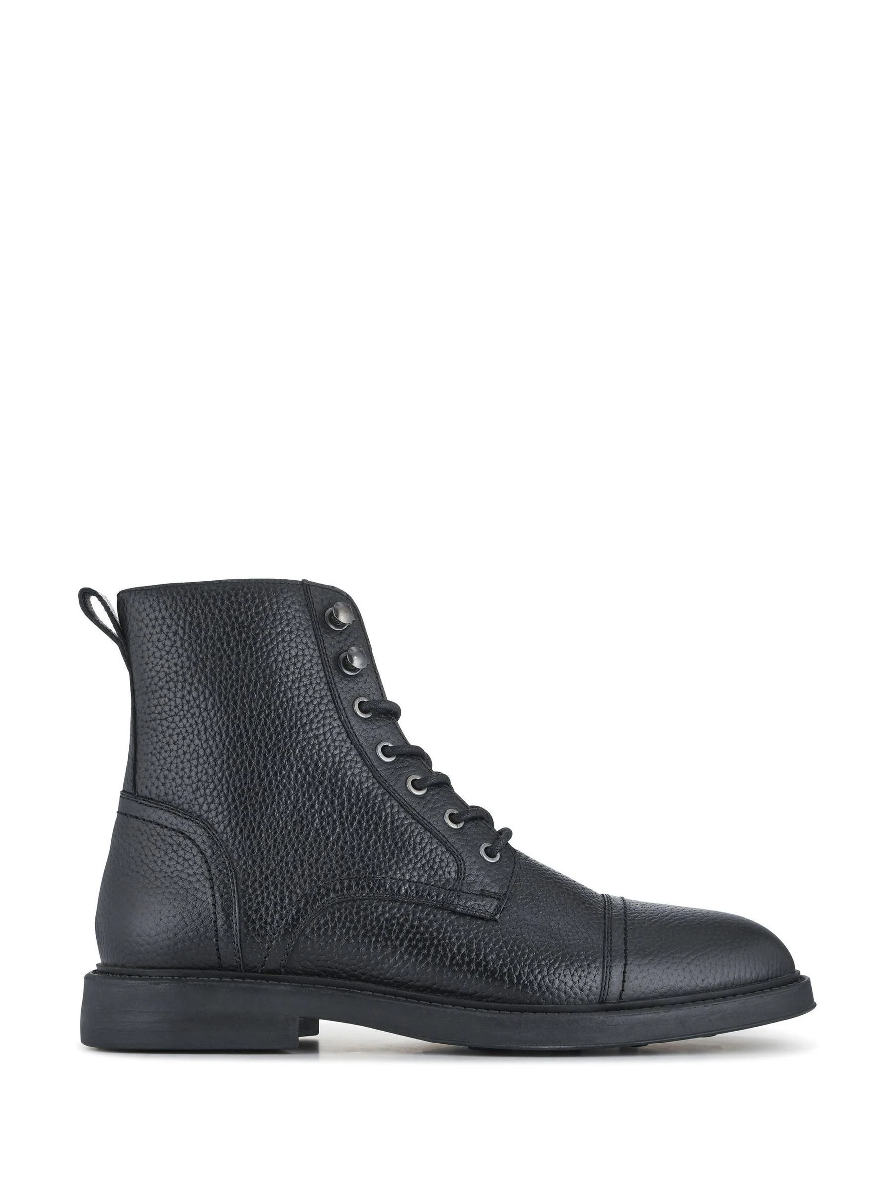Zwart - Jones Bootmaker Davide leren militaire laarzen met wijde pasvorm