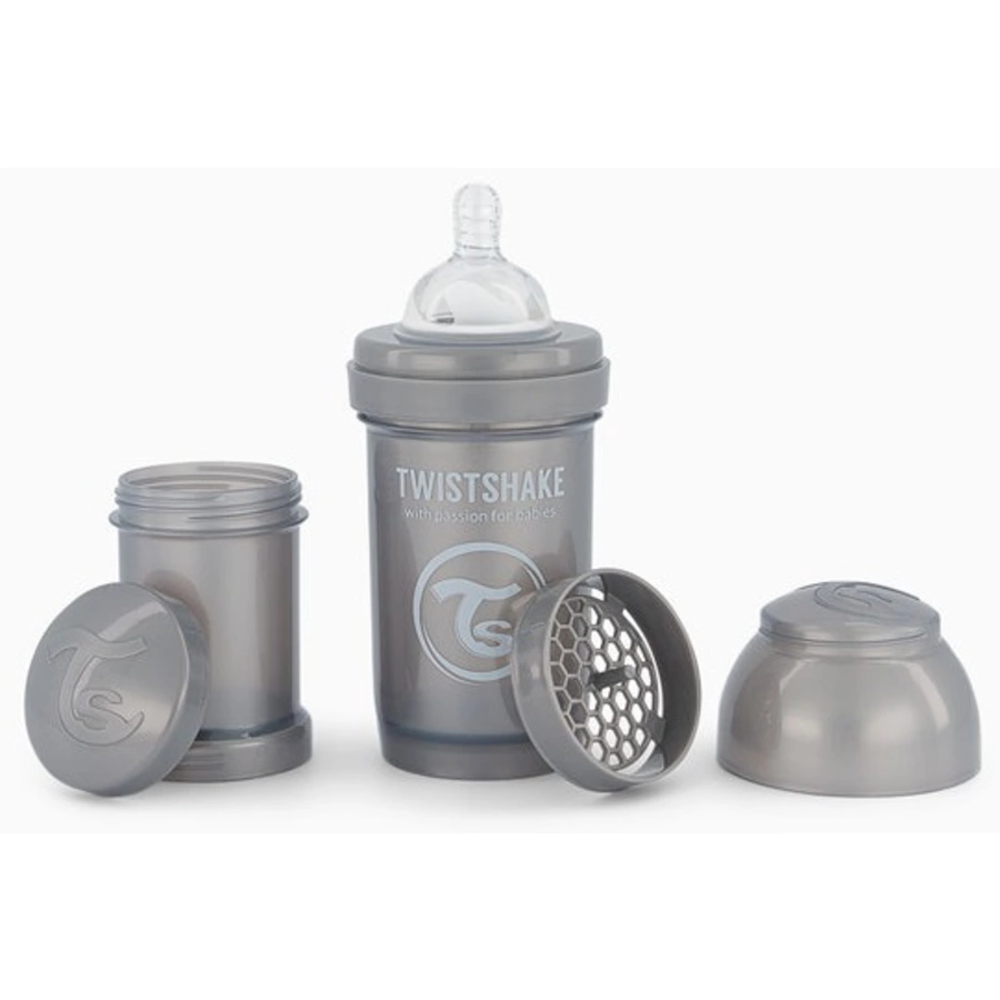 Twistshake Babyflasche Anti-Kolik ab 0 Monate 180 ml, Pearl Grey