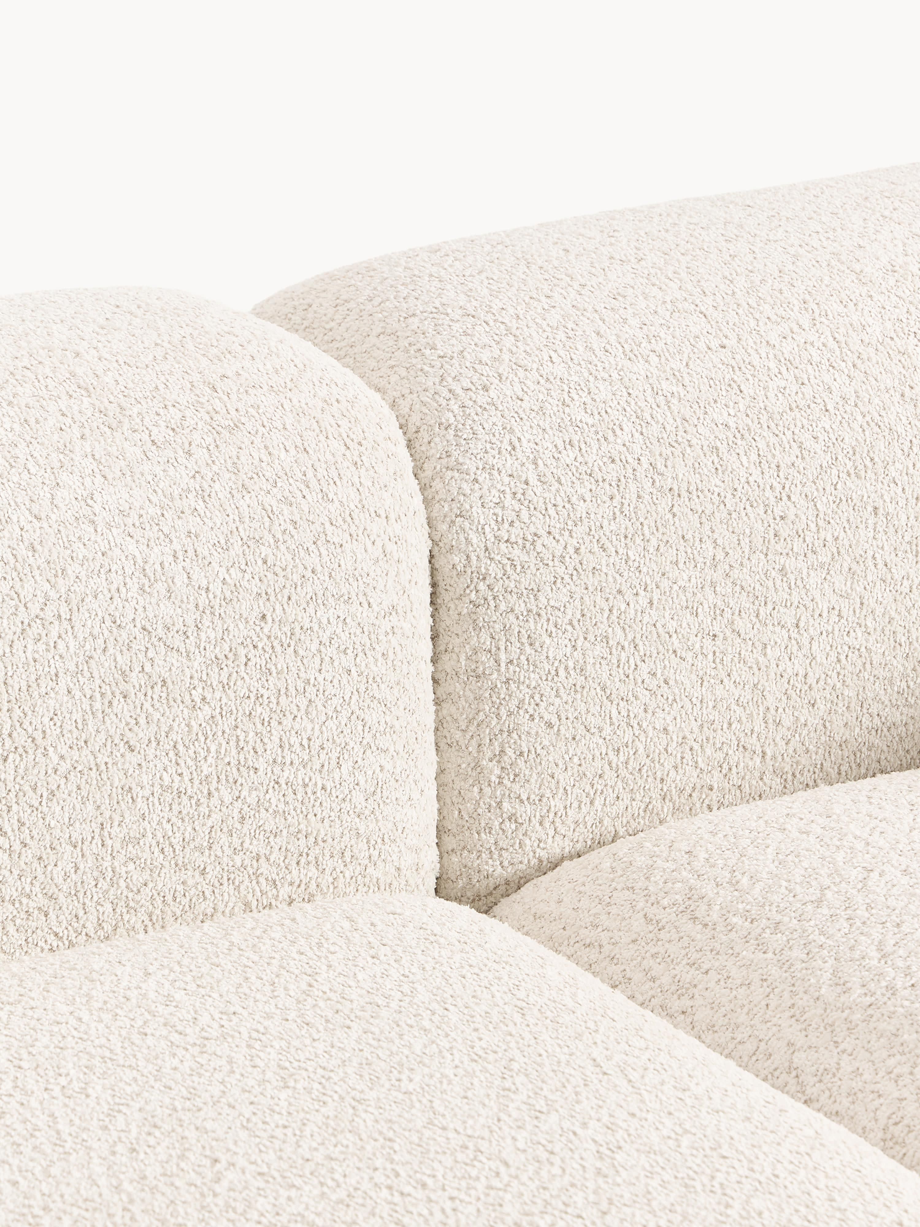 Modulaire chaise longue Natalie van teddy-bouclé met poef (links/rechts)