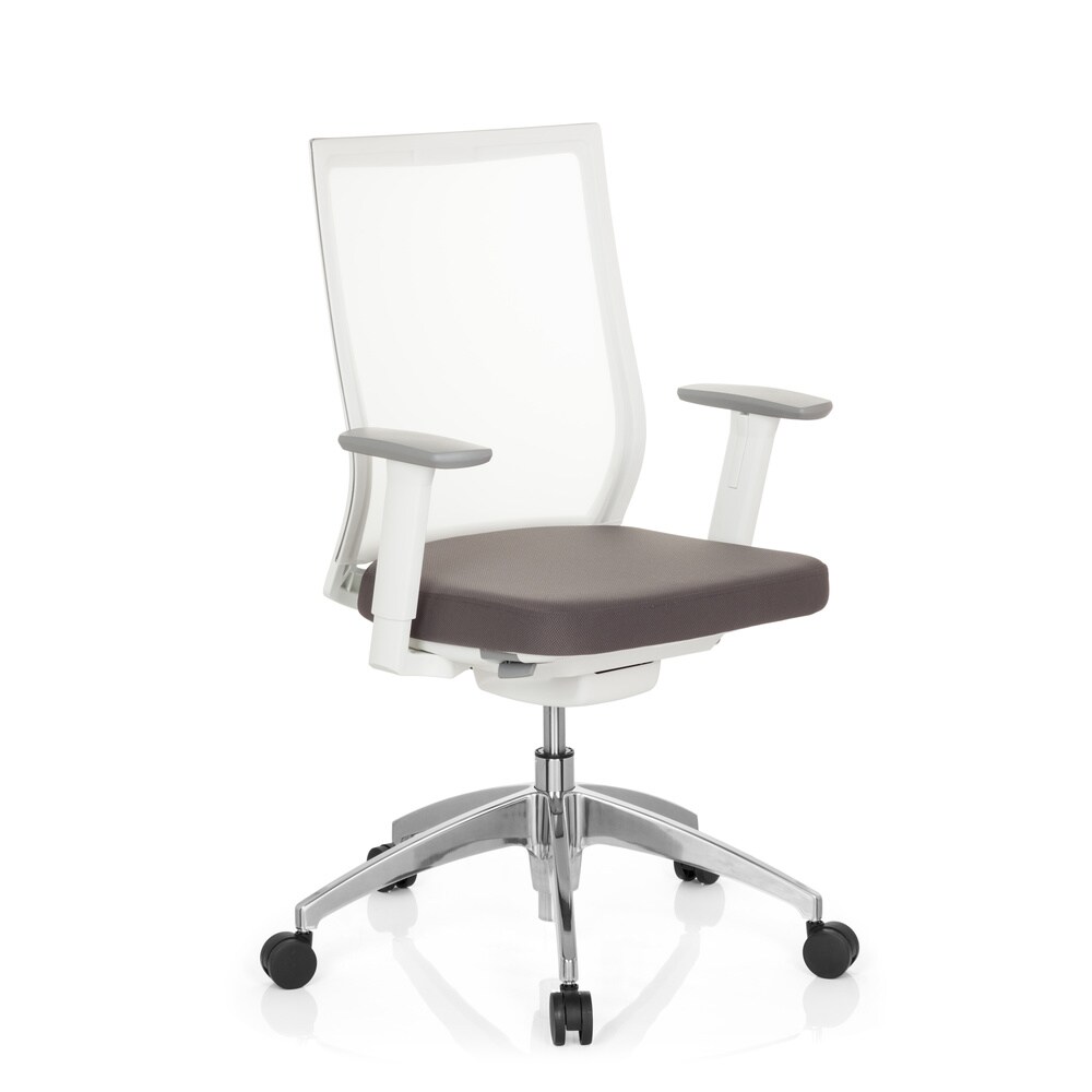 Profi Bürostuhl ASPEN WHITE Stoff/Netzstoff mit Armlehnen (höhenverstellbar) hjh OFFICE
