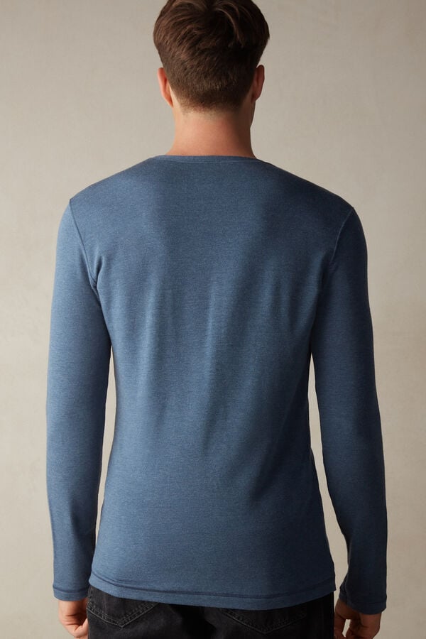 Camiseta de manga comprida em modal e cashmere