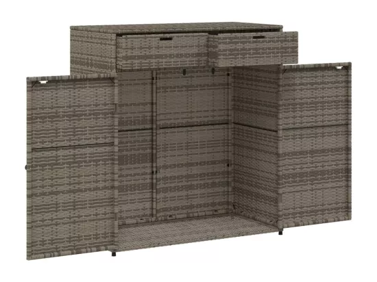 Armoire de rangement de jardin gris 105x55x113cm résine tressée
