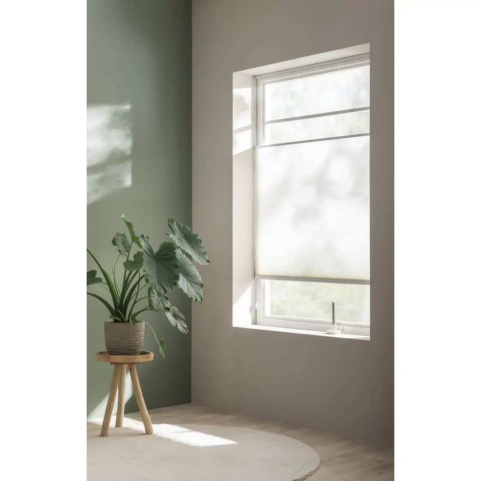 Fenstr plisségordijn Boston dubbel 25mm lichtdoorlatend - off-white (10716)