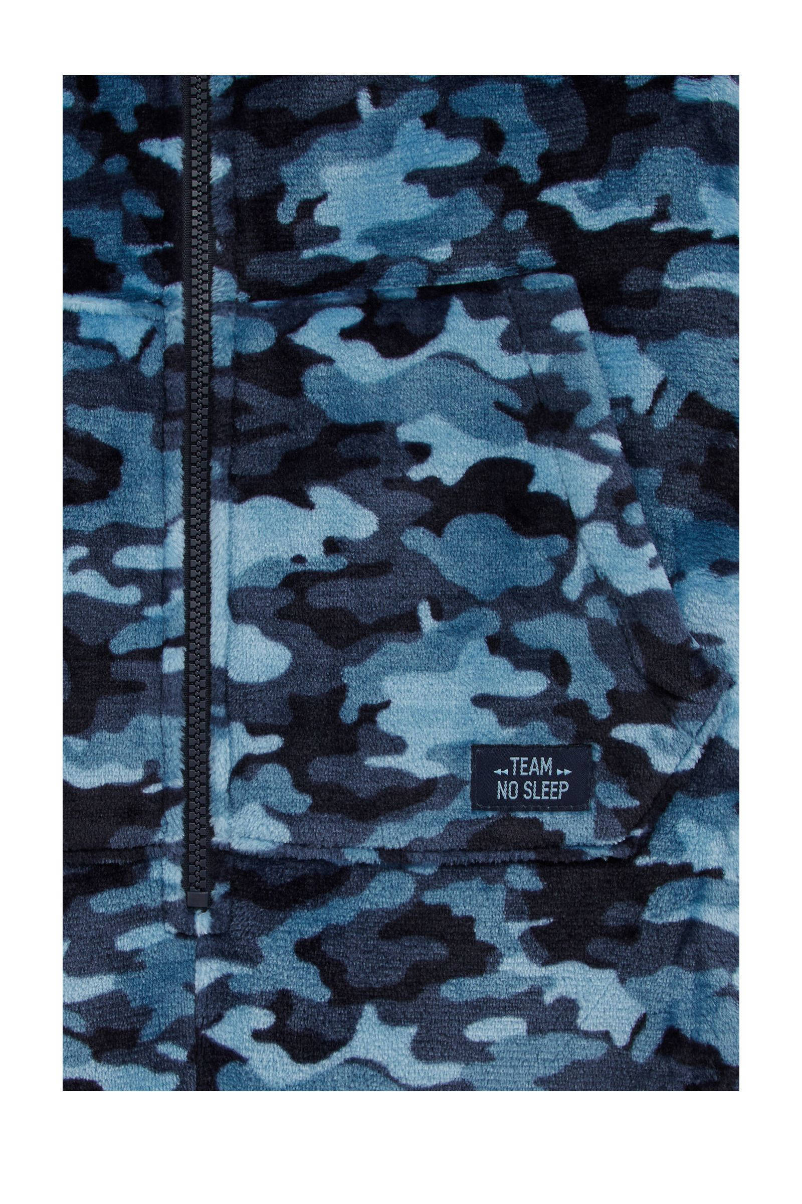 WE Fashion fleece onesie met camouflageprint blauw