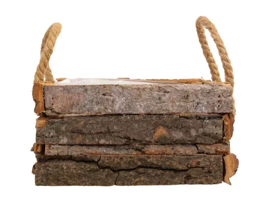 Panier en bois avec poignées marron 20x20x10h
