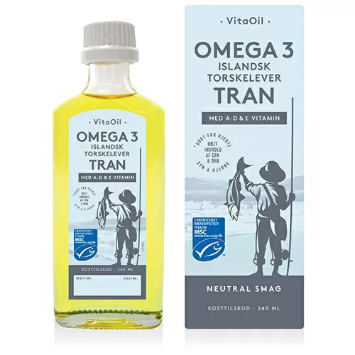 VitaOil Omega-3 Islandsk Torskelever Tran - 240 ml.