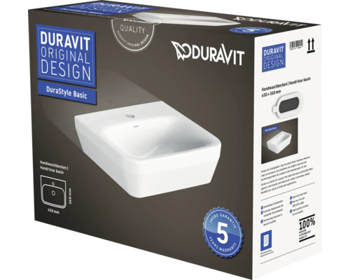 DURAVIT DuraStyle Basic wastafel 45 x 36 cm glanzend wit 07364500A1