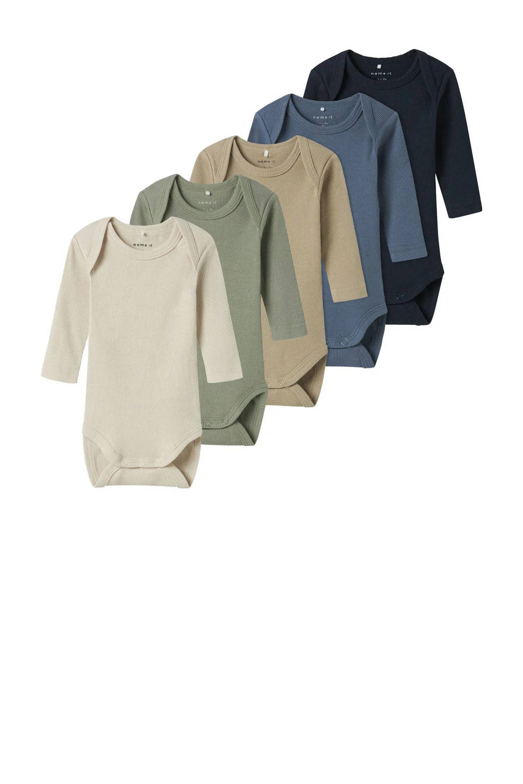 NAME IT romper NBNBODY - set van 5 blauw/groen/beige