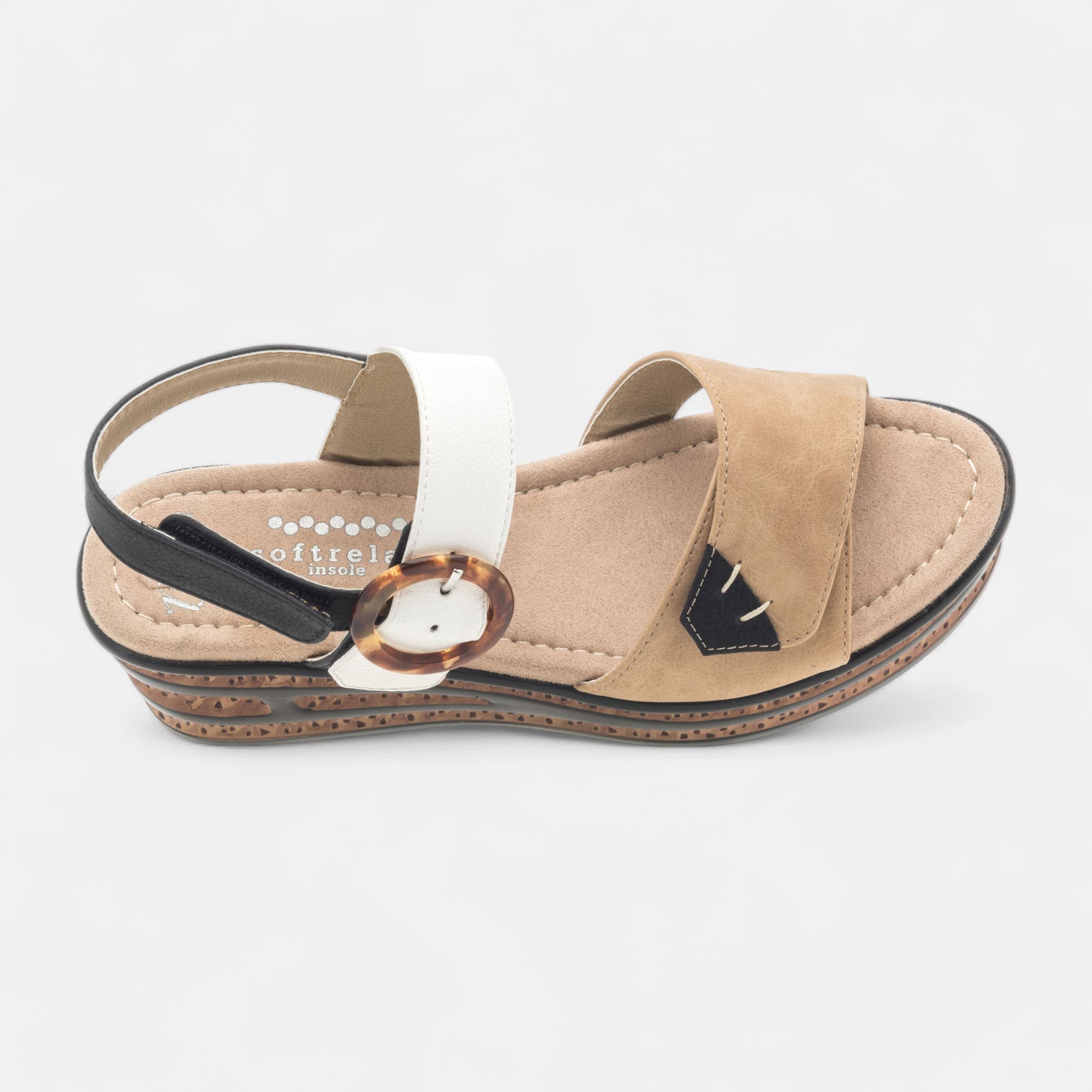 Sandales à talon compensé Femme beige