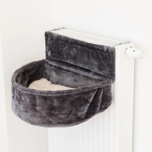 Cama de radiador cinza para gatos