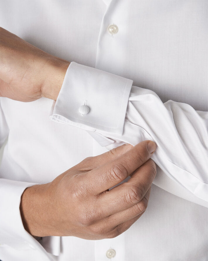 ETON Light Blue Signature Twill Shirt French Cuffs - Contemporary Fit Hvid