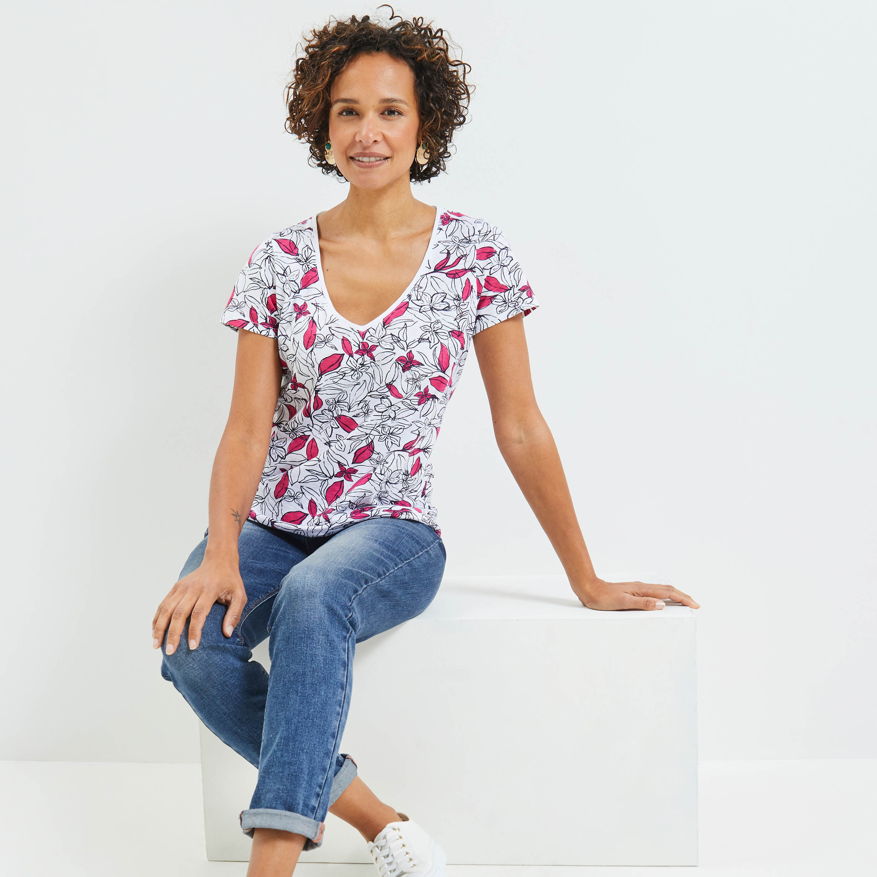 Tshirt imprimé femme - BLANC CASSE