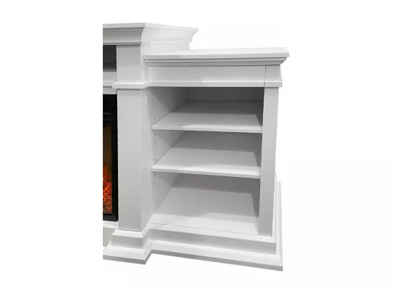 Cheminée électrique sur pied en bois blanc L179 x P48 x H85