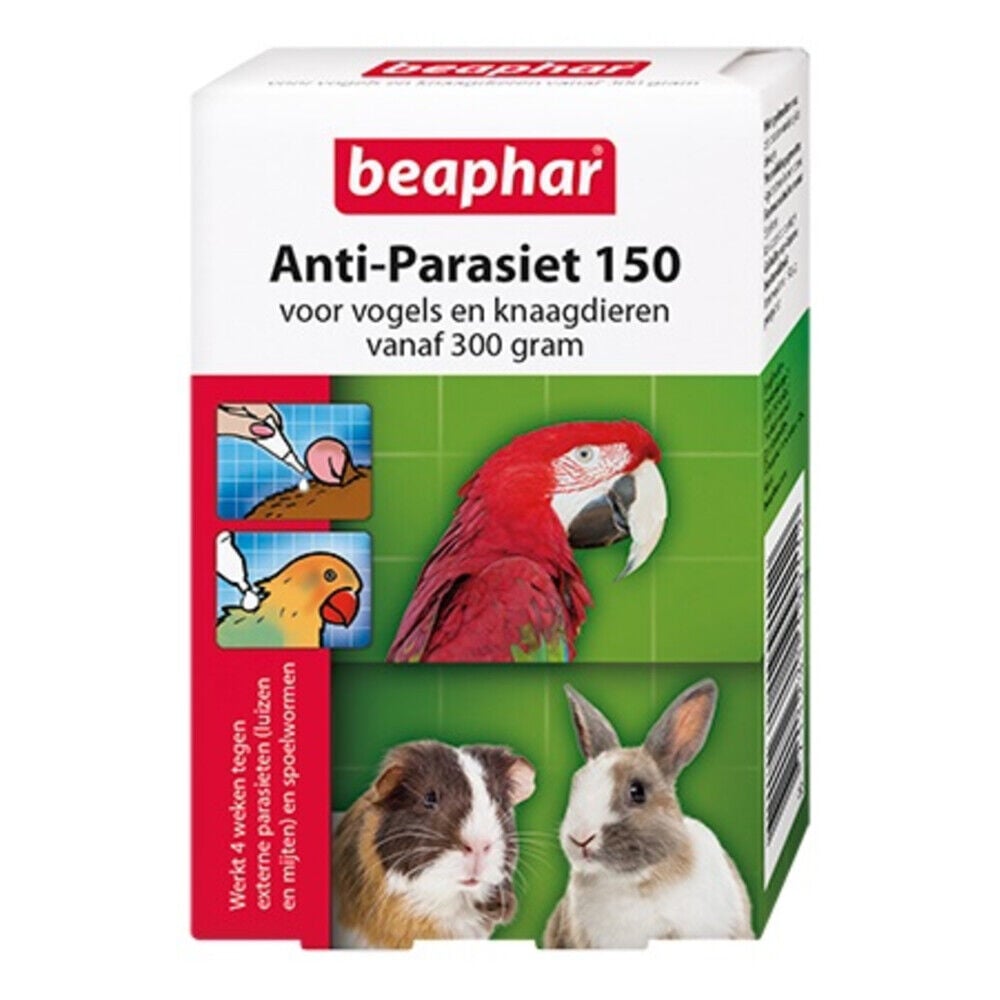 Beaphar Anti-parasiet 150 - Vogels, Konijnen en  Knaagdieren vanaf 300gr - Pipetten - 4 Stuks - 9.5x6.5x2.5 cm