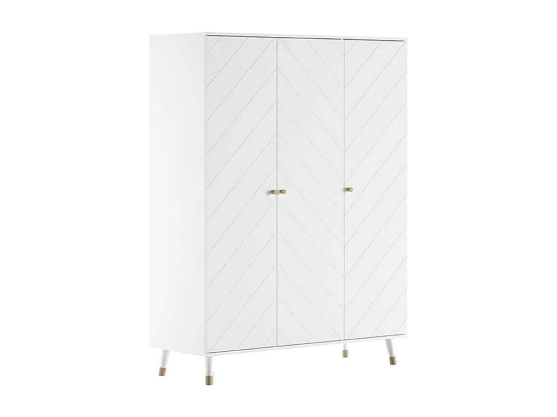 TINY WHITE - Chambre avec lit bébé blanc + table à langer + Armoire 3 Portes