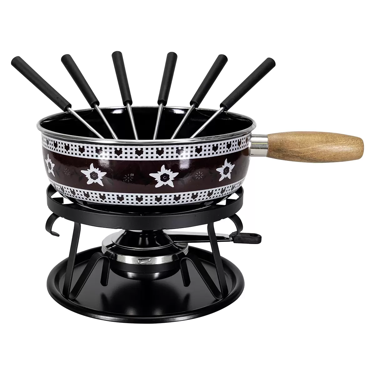 Käsefondue Set Edelweissband Nouvel braun,schwarz