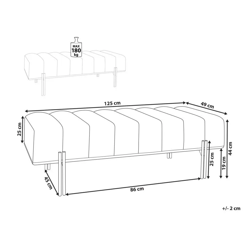 CAREY - Bankje - Gebroken wit - Polyester