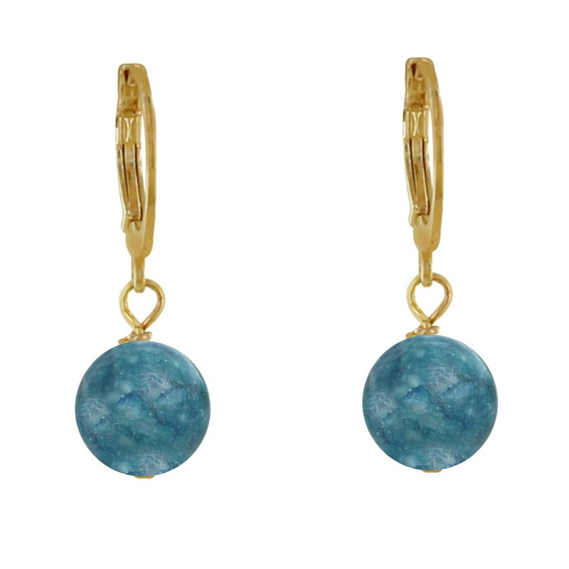 Boucles d'Oreilles Mini Créoles Plaqué Or et Perle d'Apatite