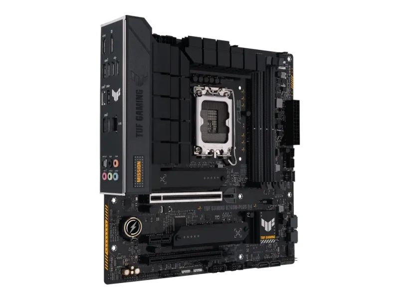 ASUS TUF GAMING B760M-PLUS D4 - Bundkort - micro ATX - LGA1700 sokkel - B760 Chipset - USB-C 3.2 Gen 2x2, USB 3.2 Gen 2, USB 3.2 Gen 1 - 2.5 Gigabit LAN - onboard grafik (CPU påkrævet) - HD Audio (8-kanaler)