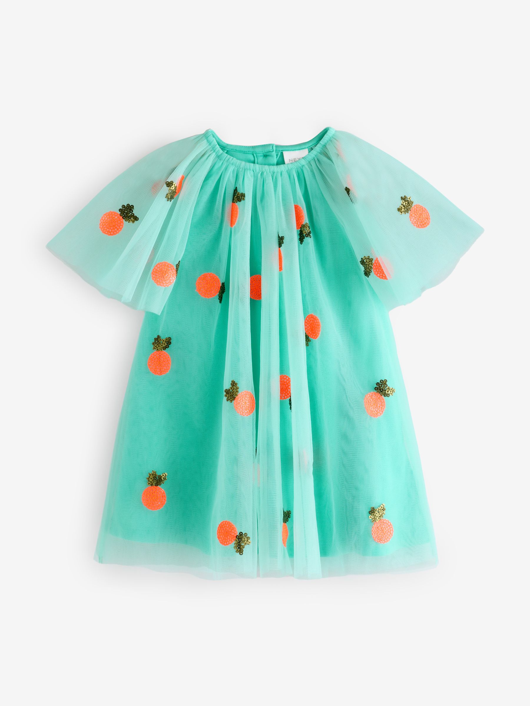 Aquablauw - Mesh jurk met pailletten (3 mnd - 8 jr)