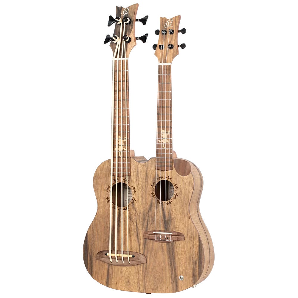 Ortega HYDRA-BSTE Double Neck Bass Tenor Uke dubbele elektrisch-akoestische ukelele met gigbag