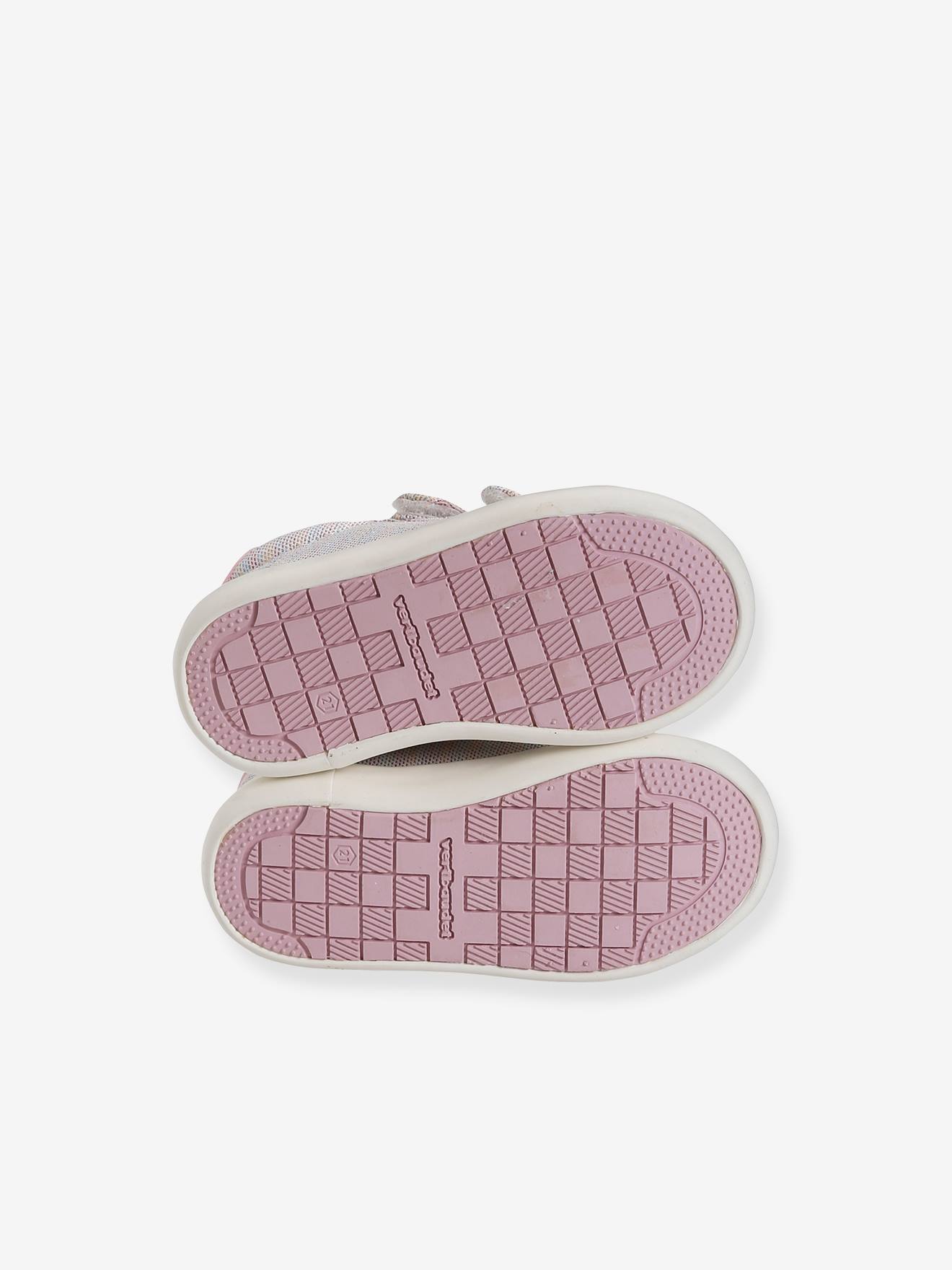 Tênis de lona com tiras autoadesivas para bebês meninas, multicoloridos
