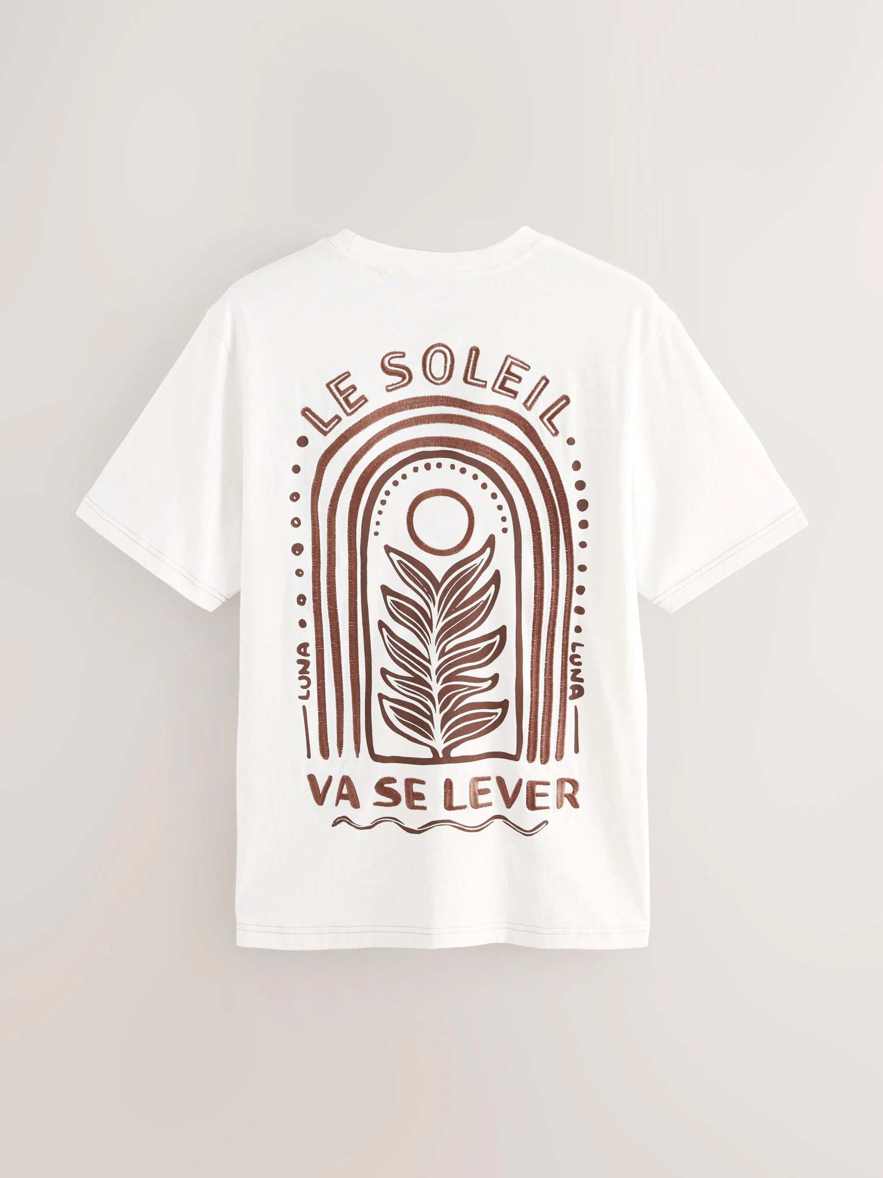 Wit/blauw/bruin - Normale Pasvorm - Set van 3 T-shirts met print