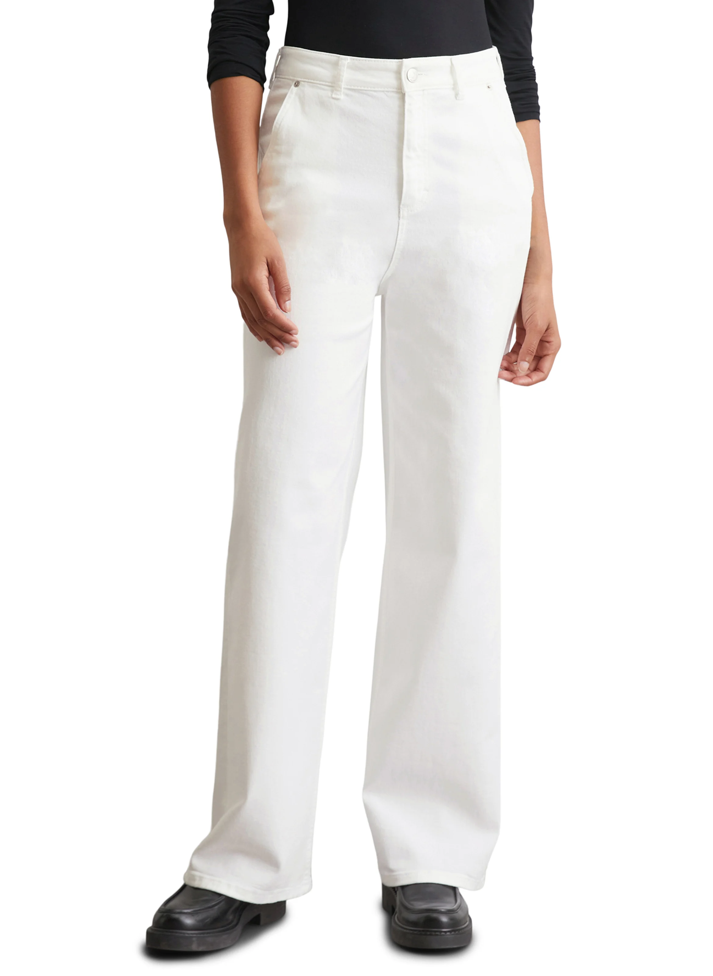 Jean large en coton mélangé | Blanc