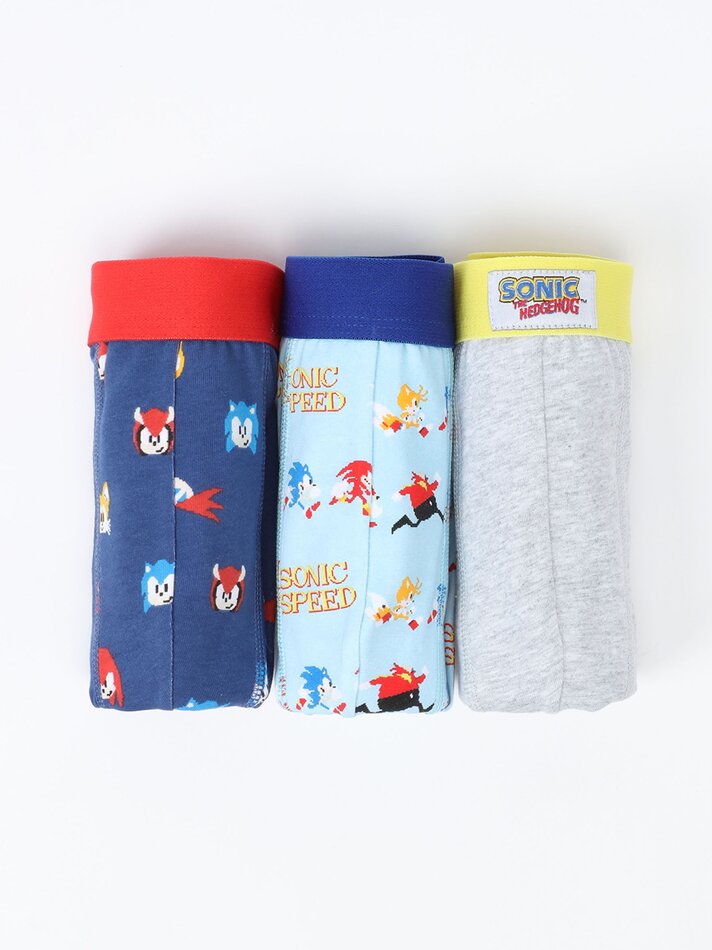 Cuecas Boxer SONIC - Pacote com 3 unidades - Cores variadas