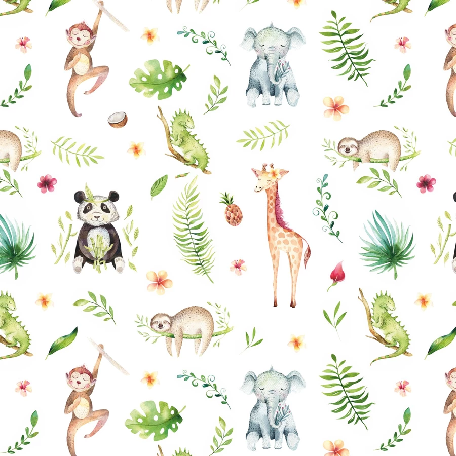 Nikima Geschenkpapier 5 Bögen Dschungel Tiere bunt – 1,60€qm Größe: - 84,1 x 59,4 cm bunt