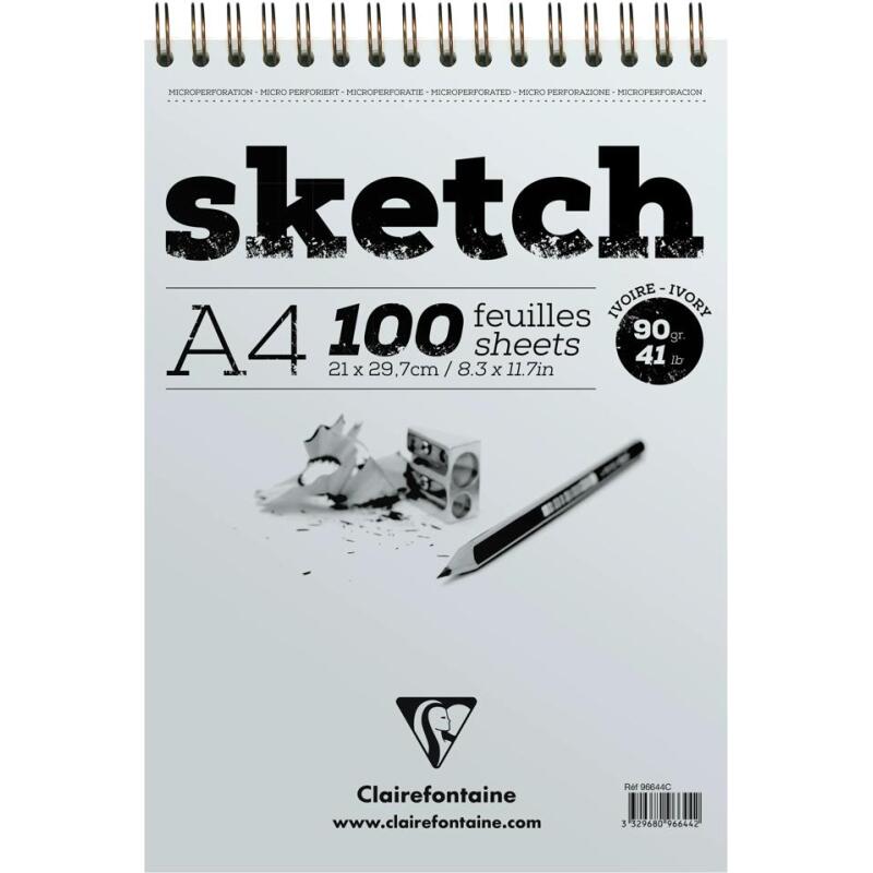 Sketch bloc spiralé 100F A4 90g - Ivoire