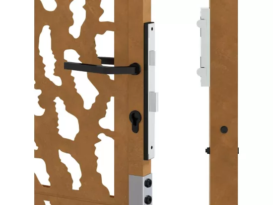 Porte de jardin acier résistant aux intempéries design tracés