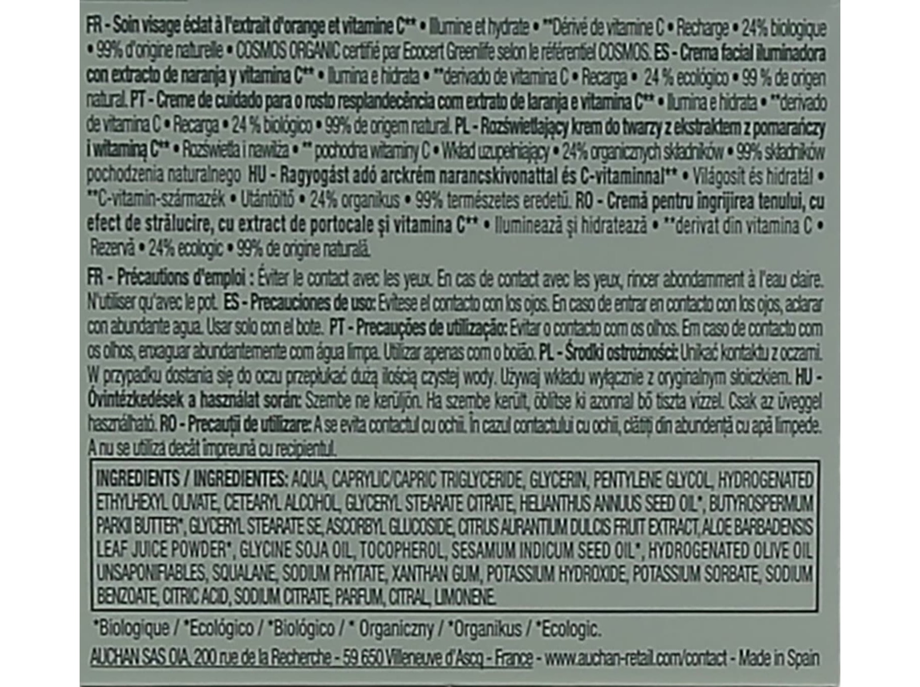 CREME DE ROSTO COSMIA BIO RECARGA GLOW VITAMINA C 50ML