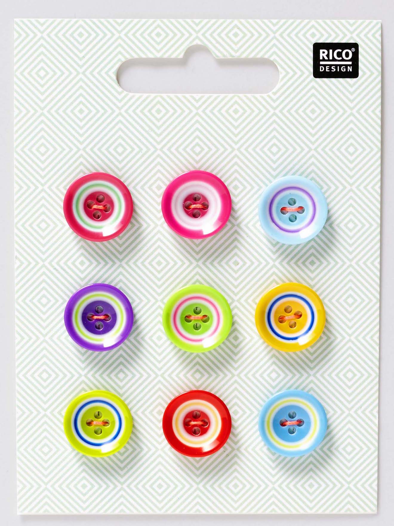 Lot de 9 boutons multicolores